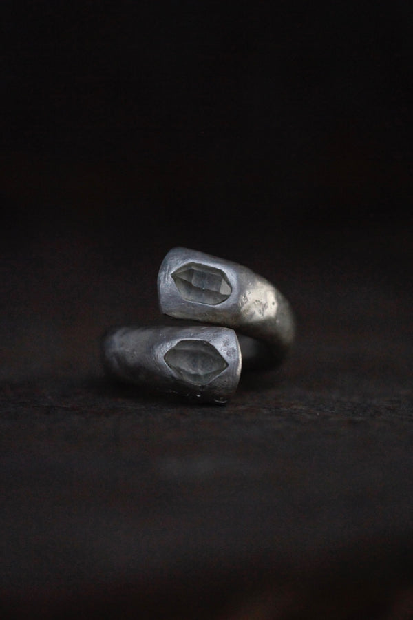 Parts of Four Druid Ring Collection Druid Handmade Ring PS4-E1701-12-MA+HER -0 Small Twisted Matte Sterling Silver+Crystal PPOF25